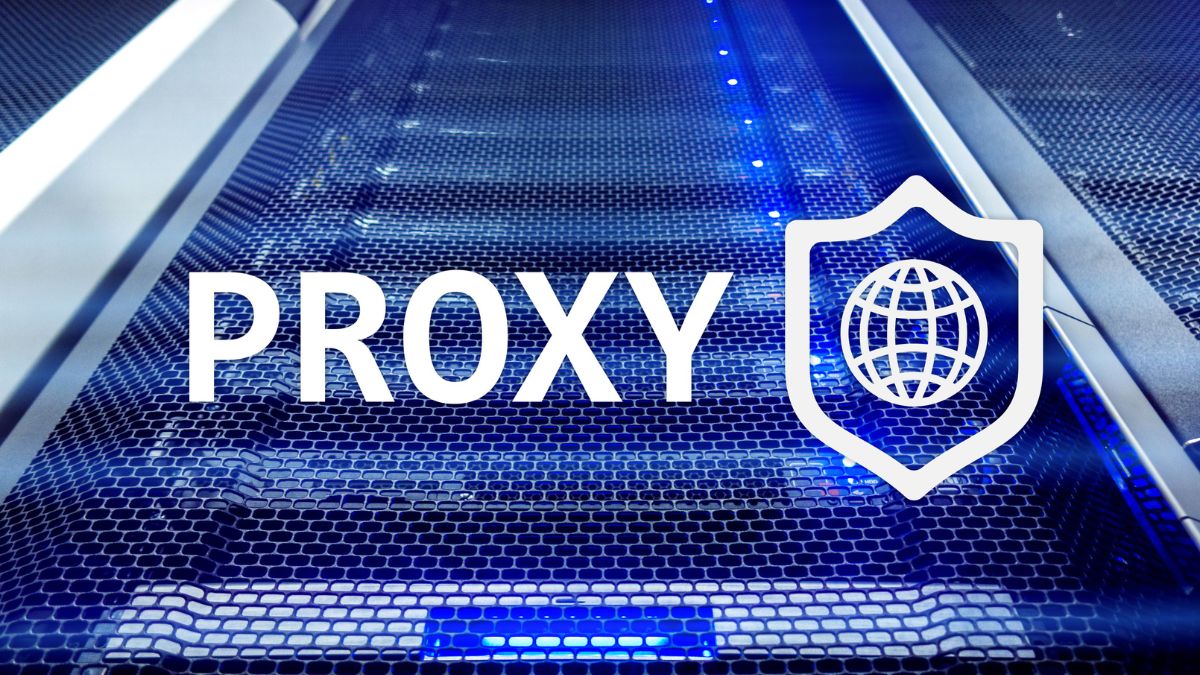 Image d'un serveur avec le mot 'PROXY' et un symbole de sécurité, illustrant la protection des données.