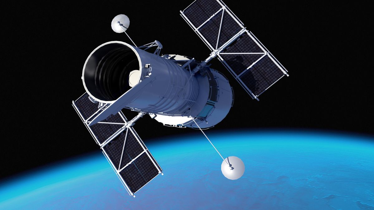 Un télescope spatial en orbite, observant la Terre et l'espace profond.