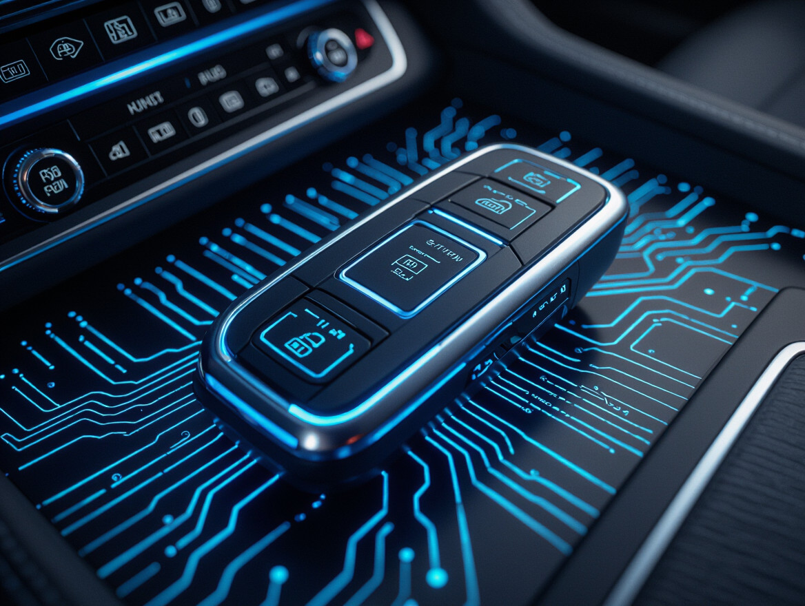 Détail d'un tableau de bord moderne avec une pédale d'accélérateur électronique.